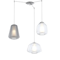 Lampadario moderno design 3 vetri 3 design unici trasparente fum&egrave;  43319
