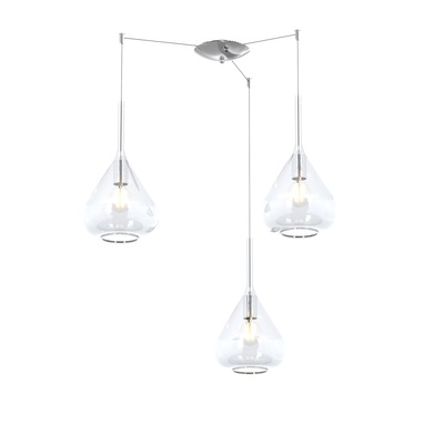 Lampadario a sospensione 3 luci distanziabili vetri ampolla trasparenti 1177CR/S3-S-TR TOP LIGHT