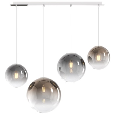 Lampadario lineare con mix fum&egrave; di 4 sfere in vetro  42498