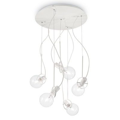 Lampadario moderno bianco con 5 lampadine led a vista RADIO SP5 BIANCO IDEAL LUX