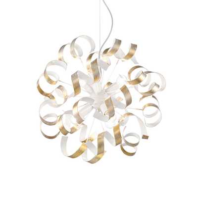 Lampadario oro e bianco a 6 luci con riccioli LUCI E COLORI