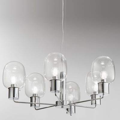 Lampadario grande imponente moderno bracci diritti 98cm vetri trasparenti  42938