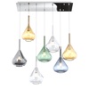 Lampadario 7 vetri moderno colorato con fili e base rettangolo cromo 1177CR/S7-R-MC KONA TOP LIGHT
