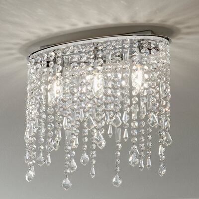 Lampadario a plafoniera 3 luci ovale con cristalli a ottagono 42301 LUCI CRISTALLI