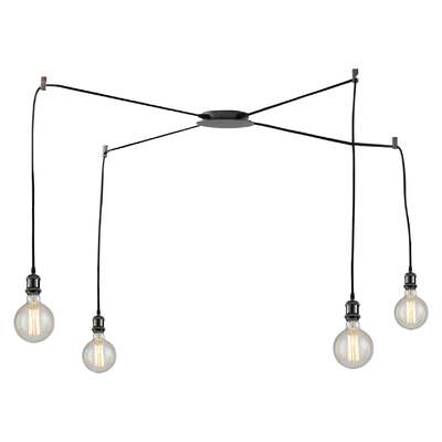 Lampadario a filo 4 luci portalampade nero vintage luci decentrabili 42252 LUCI VINTAGE