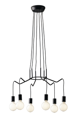 Lampadario nero opaco lampadine a vista 6 luci E27 39817 LUCI MODERNE