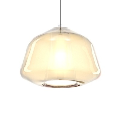 Lampada a sospensione ambra in vetro design morbido e moderno  43279