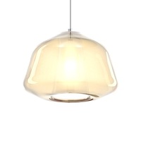 Lampada a sospensione ambra in vetro design morbido e moderno  43279