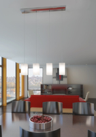 Lampadario vetro quadro lineare su asta 4 luci verticale minimal  45661