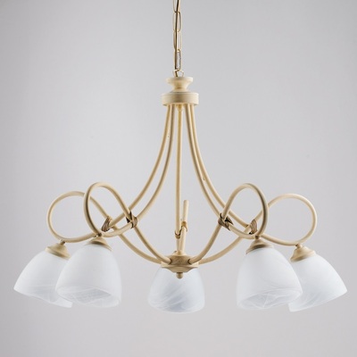 Lampadario classico shabby moderno 5 luci montatura avorio  43161