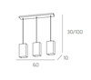 Lampadario multiplo lineare 3 luci in vetro quadro verticale minimal  45659 - foto 4