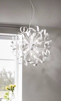 Lampadario 6 luci argento e bianco con riccioli per soggiorni e camere da letto VORTEX SP6 ARGENTO I