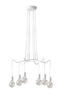 Lampadario 6 luci E27 bianco opaco lampadina a vista 39816 LUCI MODERNE
