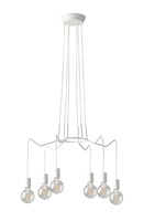 Lampadario 6 luci E27 bianco opaco lampadina a vista 39816 LUCI MODERNE