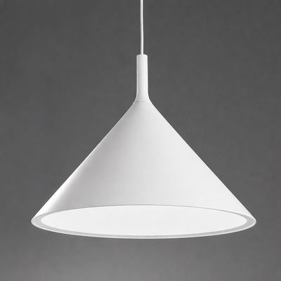 Lampadario bianco a forma di cono minimal a sospensione 40cm in alluminio  44403