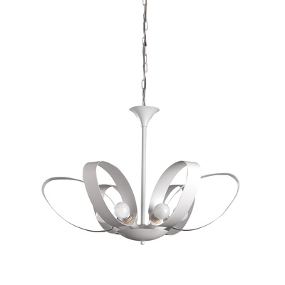 Lampadario grande 75cm multi ellisse in metallo bianco 6 luci moderno  41417