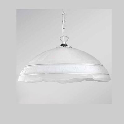 Lampadario bianco 40cm fascia decorativa righe argento LUCI