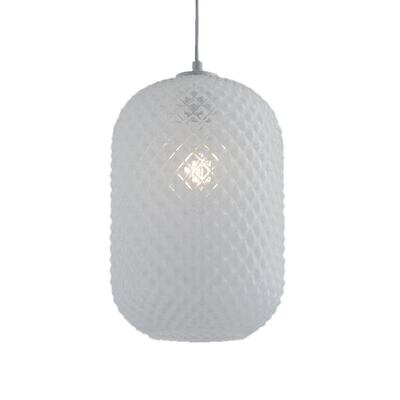 Lampadario vetro bianco sfaccettato ovale moderno 20x35cm 42633 LUCI MODERNE