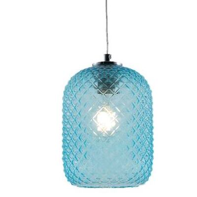 Piccola sospensione lampadario blu vetro sfaccettato 15x20cm 42629 LUCI MODERNE