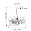 Immagine aggiuntiva di Lampadario grande 6 bracci ghirigori piattino cristallo paralume bianco  4235