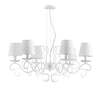 Lampadario grande 6 bracci ghirigori piattino cristallo paralume bianco 42352 LUCI MODERNE