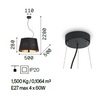 Immagine aggiuntiva di Lampadario 4 luci nero e oro caldi riflessi paralume trapezio 50cm NORDIK SP4