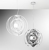 Particolare di Lampadario moderno cromo lucido a cerchi concentrici in metallo d.50cm  43863