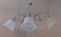 Lampadario 5 luci cromato con vetri bianchi 35041 LUCI MODERNE