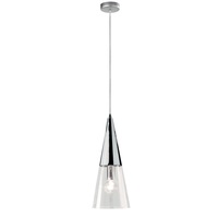 Sospensione conica vetro trasparente cromo essenziale punto luce cucina tavolo  44720