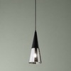 Lampadario a sospensione conico nero vetro fum&egrave; luce schermata design contemporaneo isola cucina SO.