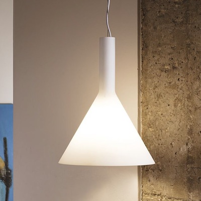 Lampadario in vetro bianco a cono coppa 35cm e stelo lungo COCKTAIL SP1 BIG IDEAL LUX