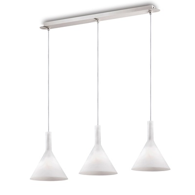 Lampadario tripla coppa lineare vetro bianco COCKTAIL SP3 IDEAL LUX