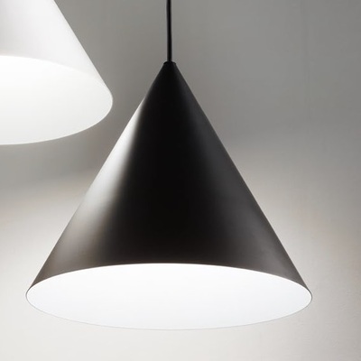 Lampadario in metallo nero e interno bianco sospensione a forma di cono A-LINE SP1 D30 NERO IDEAL LU