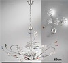 Lampadario 60cm fiori e gocce cristalli colorati colorati catena cromata  41691
