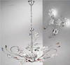 Lampadario moderno 70cm fiori e gocce cristalli colorati colorati catena cromata  41690