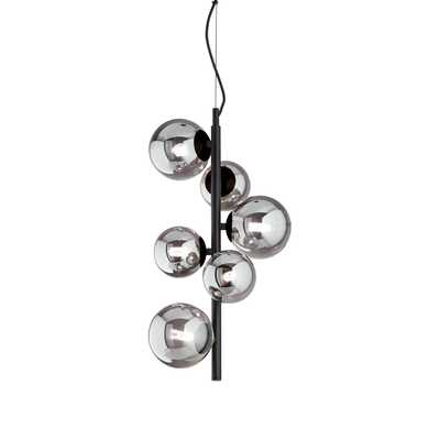 Lampadario design di forma verticale nero con 6 sfere intorno PERLAGE SP6 FUME IDEAL LUX