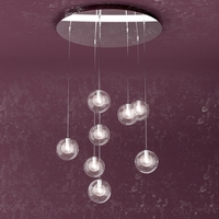 Lampadario design 8 sfere vetro trasparente pendenti 1098/S8-TR WILLOW TOP LIGHT