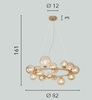 Misure lampadario-avvolto-sfere-vetro-design-rotondo