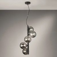 Lampadario design spirale di 5 sfere vetro fume 41873 COLORI E LUCI