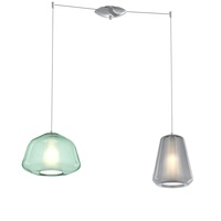 Lampadario colorato doppio vetro moderno verde e fume  43311