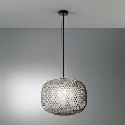 Lampadario moderno grigio fum&egrave; a fascia sfera rotonda 40cm 42640 LUCI MODERNE