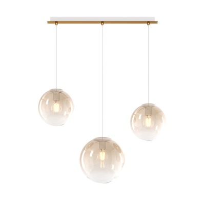Lampadario lineare per tavolo design 3 fili sfalsati bocce alte e basse  42494
