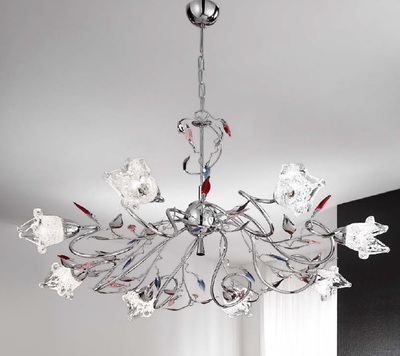 Lampadario moderno con cristalli colorati e vetro sfaccettato  41409