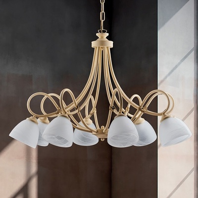Lampadario 8 luci grande eleganza per salone camera da letto montatura avorio  43162