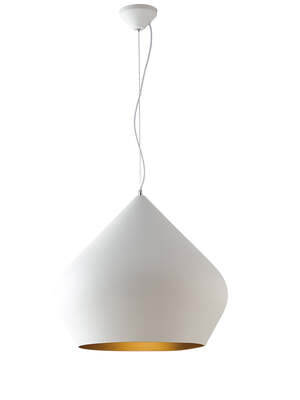 Lampadario grande in metallo pagoda bianca interno oro satinato 42265 LUCI MODERNE