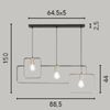 Misure Lampadario moderno 3 luci con cornici sovrapposte soggiorno