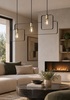 Lampadario moderno 3 luci nero e oro con cornici sovrapposte soggiorno  45574