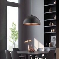 Lampadario con diffusore nero interno rame cupola 50cm tavolo da pranzo MARCUS LUCI E COLORI