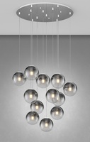 Lampadario grande 12 sfere in vetro pendenti a grappolo fum&egrave;  42505