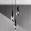 Lampadario cascata nero design 3 coni neri fum&egrave; tavoli e stanze urban chic  44724